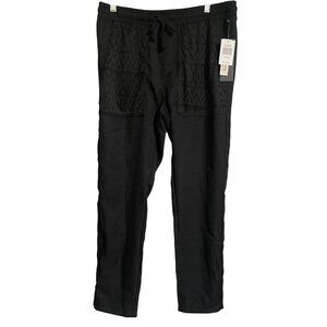 Malibu Beach Club Black Drawstring Pants  Womens Medium Sheer Swim Cover Up